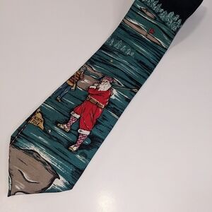 Beragao Santa Golf Themed Tie 100% Silk.  Novelty Fun Grampa